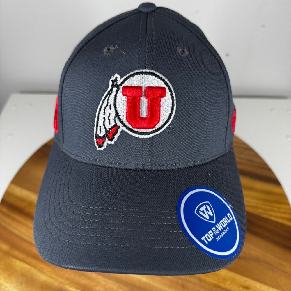 Top of the World Utah Utes Snapback Cap Gray Red "U" Logo Embroidered Adjustable